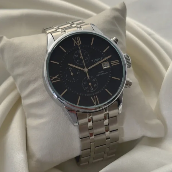 T-Classic Chemin (Chronograph Watch) – Black Dial / Silver Strap