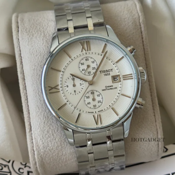 T-Classic Chemin (Chronograph Watch) – White Dial / Silver Strap