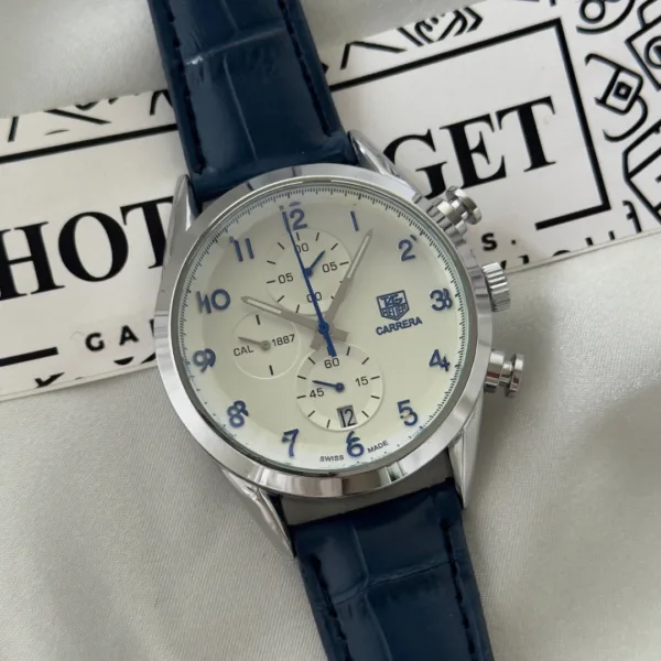 Tag Calibre 16 (Chronograph Watch) – White Dial / Blue Strap