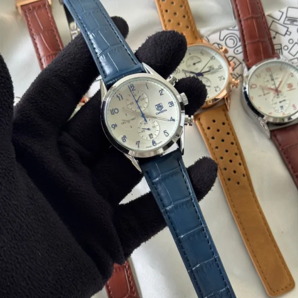 Tag Calibre 16 (Chronograph Watch) – White Dial / Blue Strap