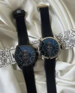 Tag SLS (Chronograph Watch) – Black Dial / Black Strap – Silver Case