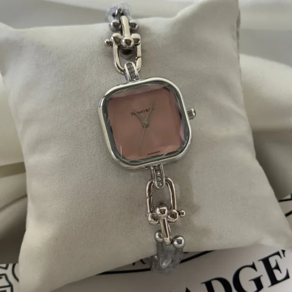 Tifany-HardWear (Bracelet Watch) – Pink Dial / Silver Strap