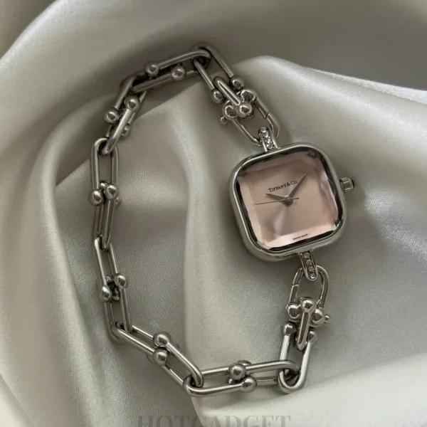 Tifany-HardWear (Bracelet Watch) – Pink Dial / Silver Strap
