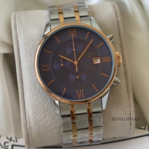 Tissot T-Classic Chemin (Chronograph Watch) – Blue Dial / Silver & Rose Gold Strap