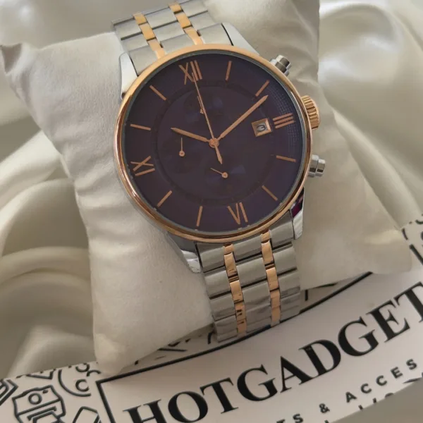 Tissot T-Classic Chemin (Chronograph Watch) – Blue Dial / Silver & Rose Gold Strap