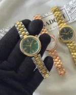 Tissot-TLady (Analog Watch) – Green Dial / Gold & Silver Strap