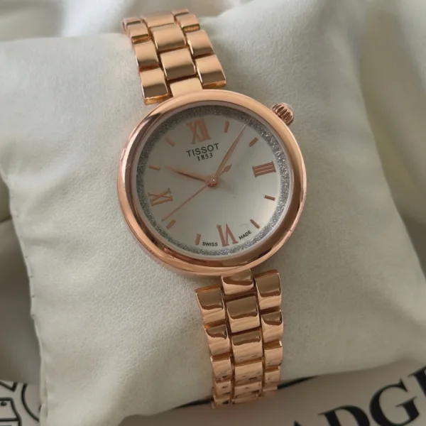 Tissot-TLady (Analog Watch) – White Dial / Rose Gold Strap