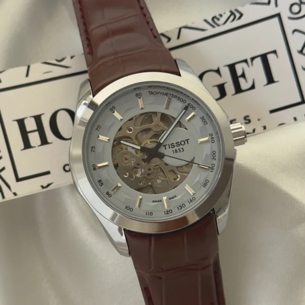 TissotCouturier 1853 (Automatic Watch) – White Dial / Brown Strap