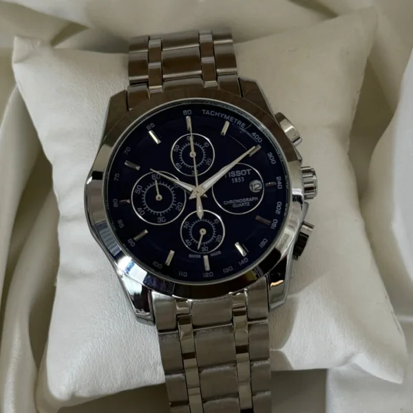 TST Couturier 1853 (Chronograph Watch) – Black Dial / Silver Strap