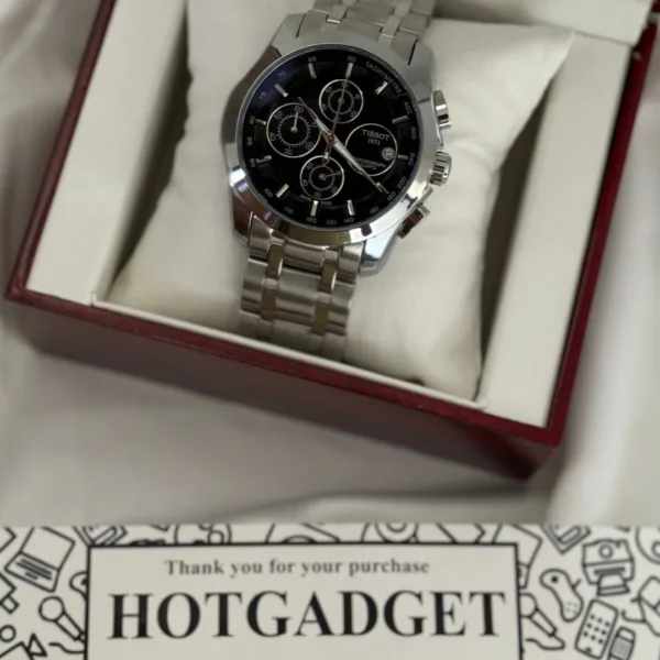 TST Couturier 1853 (Chronograph Watch) – Black Dial / Silver Strap