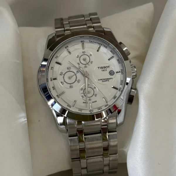 TST Couturier 1853 (Chronograph Watch) – White Dial / Silver Strap