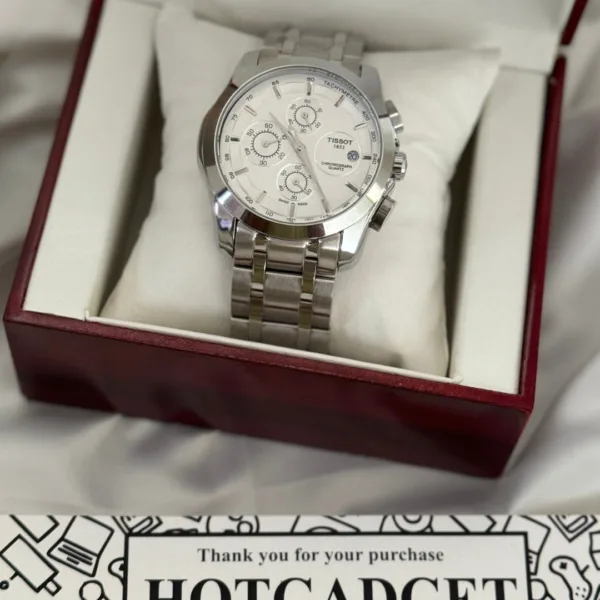 TST Couturier 1853 (Chronograph Watch) – White Dial / Silver Strap