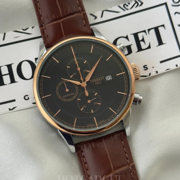 TissotCouturier 1853 (Chronograph Watch) – Black Dial / Brown Strap