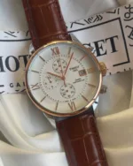 TissotCouturier 1853 (Chronograph Watch) – White Dial / Brown Strap – Rose Gold Roman
