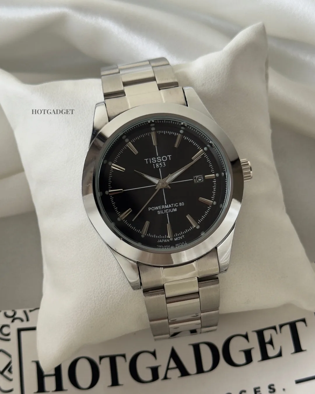 TissotGentlemen 80 (Analog Watch) TissotGentlemen 80 (Analog Watch) – Black Dial / Silver Strap