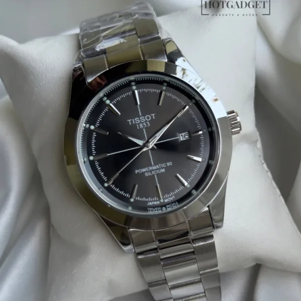 TissotGentlemen 80 (Analog Watch) – Black Dial / Silver Strap
