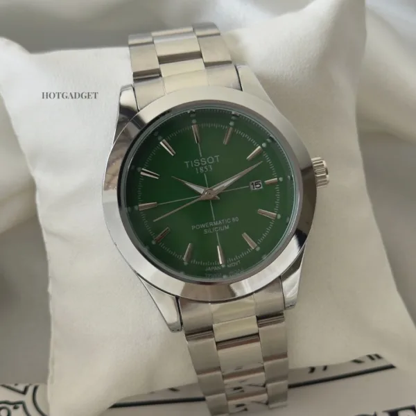 TissotGentlemen 80 (Analog Watch) – Green Dial / Silver Strap