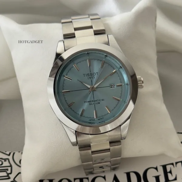 TissotGentlemen 80 (Analog Watch) – Mint Blue Dial / Silver Strap