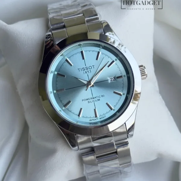 TissotGentlemen 80 (Analog Watch) – Mint Blue Dial / Silver Strap