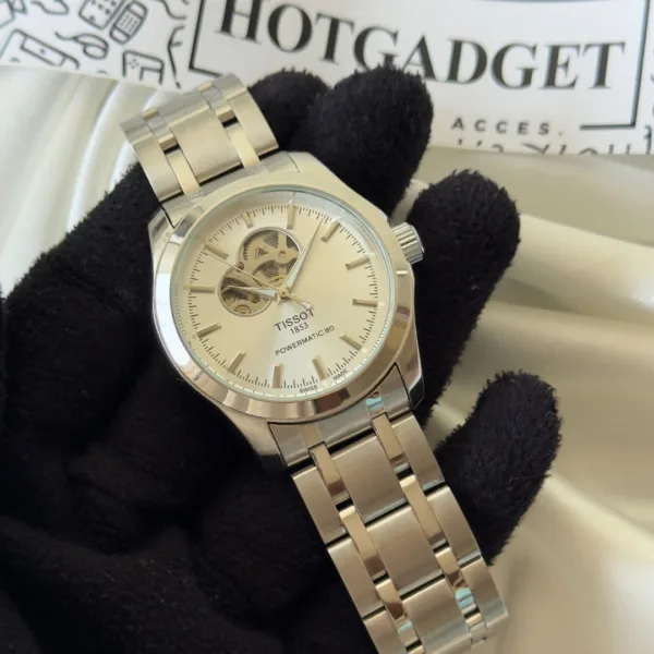 TissotPowermatic 80 (Automatic Watch) – White Dial / Silver Strap