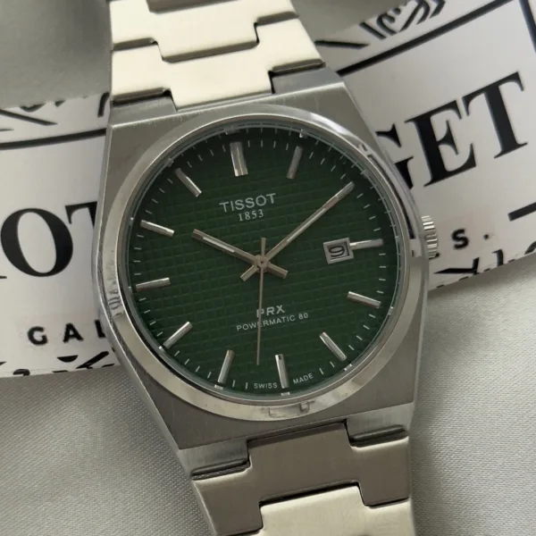 TissotPRX Powermatic (Analog Watch) – Green Dial / Silver Strap