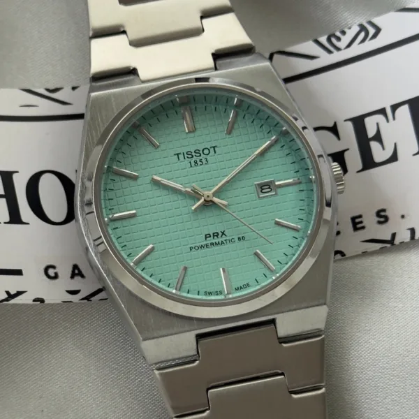 TissotPRX Powermatic (Analog Watch) – Mint Blue Dial / Silver Strap
