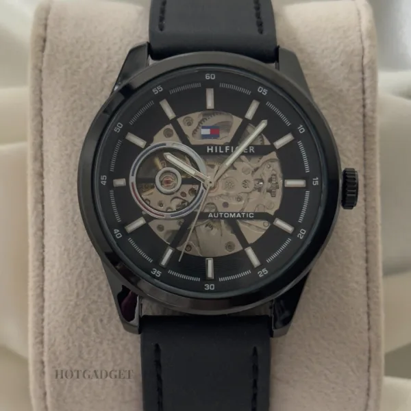 Tommy-Kenri Skeleton (Automatic Watch) – Black Dial / Black Leather Strap