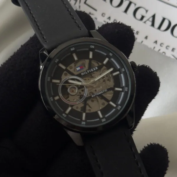 Tommy-Kenri Skeleton (Automatic Watch) – Black Dial / Black Leather Strap