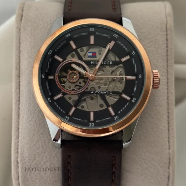 Tommy-Kenri Skeleton (Automatic Watch) – Black Dial / Brown Strap