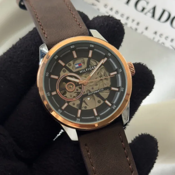 Tommy-Kenri Skeleton (Automatic Watch) – Black Dial / Brown Strap