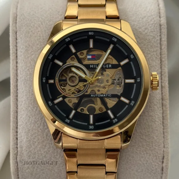 Tommy-Kenri Skeleton (Automatic Watch) – Black Dial / Gold Strap
