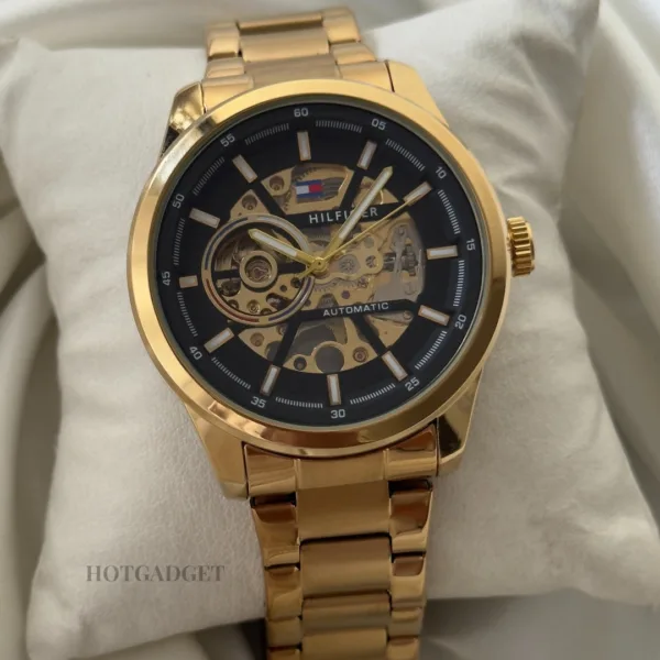 Tommy-Kenri Skeleton (Automatic Watch) – Black Dial / Gold Strap