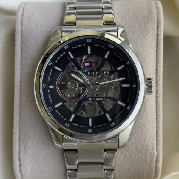 Tommy-Kenri Skeleton (Automatic Watch) – Black Dial / Silver Strap