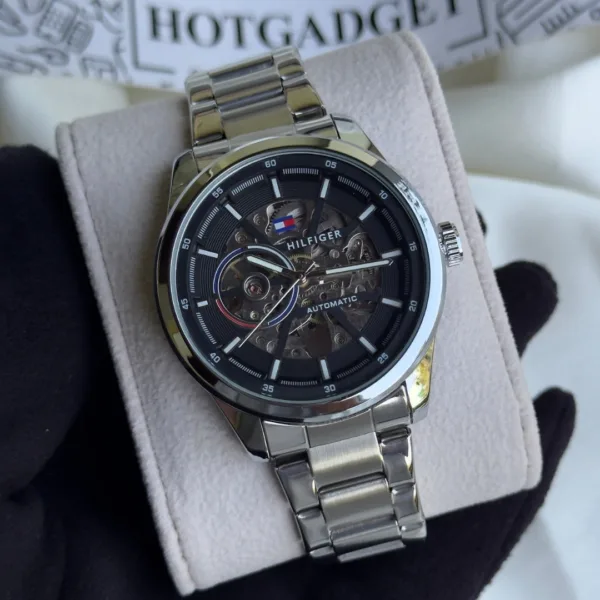 Tommy-Kenri Skeleton (Automatic Watch) – Black Dial / Silver Strap