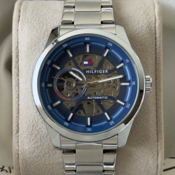 Tommy-Kenri Skeleton (Automatic Watch) – Blue Dial / Silver Strap