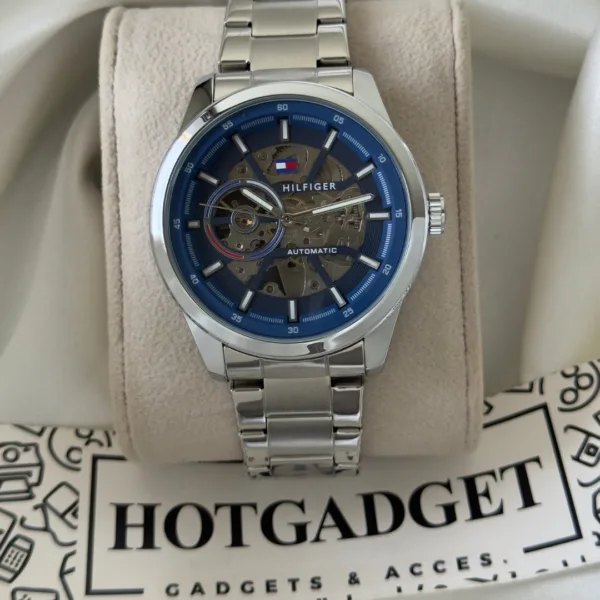 Tommy-Kenri Skeleton (Automatic Watch) – Blue Dial / Silver Strap