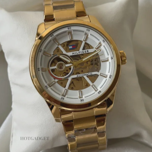 Tommy-Kenri Skeleton (Automatic Watch) – White Dial / Gold Strap