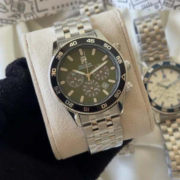 Tommy TH1792157 (Chronograph Watch) – Green Dial / Silver Strap