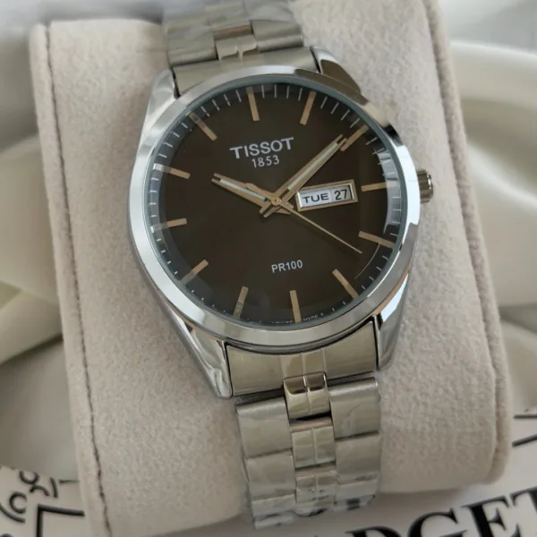 TST PR100 (Analog Watch) – Black Dial / Silver Strap