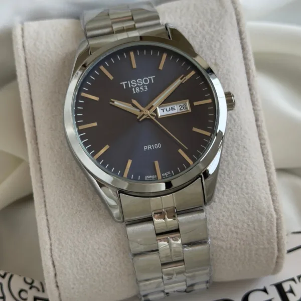 TST PR100 (Analog Watch) – Navy Blue Dial / Silver Strap