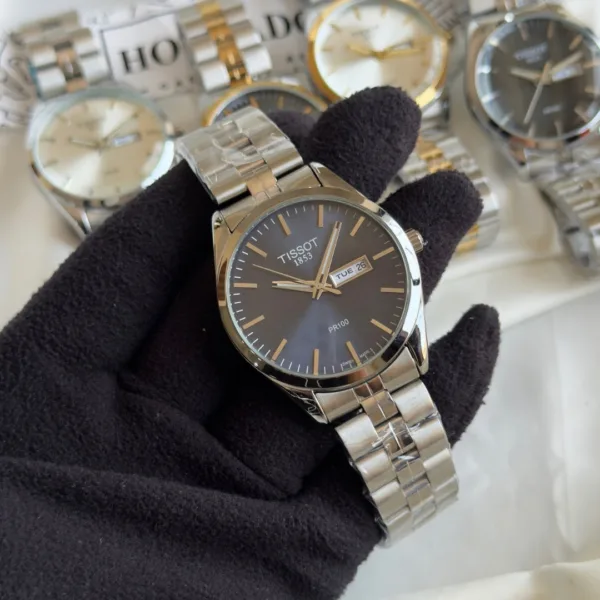 TST PR100 (Analog Watch) – Navy Blue Dial / Silver Strap