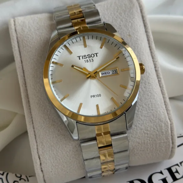 TST PR100 (Analog Watch) – Silver Dial / Silver & Gold Two-Tone Strap