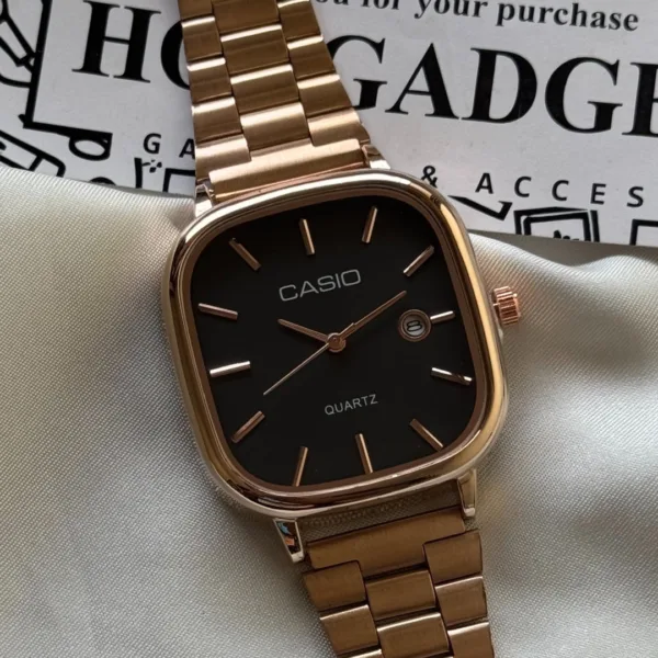 Vintage Classic (Analog Watch) – Black Dial / Rose Gold Strap