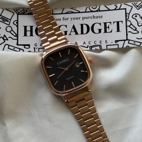 Vintage Classic (Analog Watch) – Black Dial / Rose Gold Strap