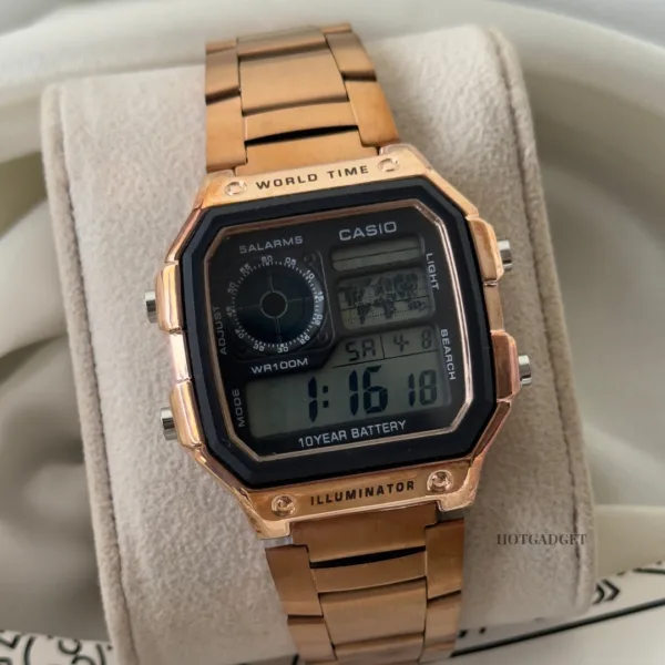 Youth Digital D099 (Digital Watch) – Black Dial / Rose Gold Strap
