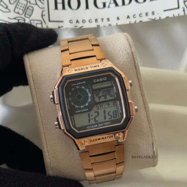 Youth Digital D099 (Digital Watch) – Black Dial / Rose Gold Strap